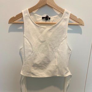 NWT Let's Tie It White Tie-Back Cropped Tank Top, white